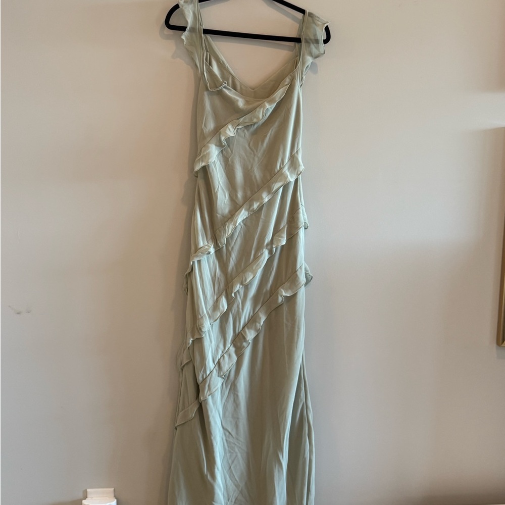 Lulu's Elara Light Sage Ruffled Maxi Dress - Picture 6 of 7